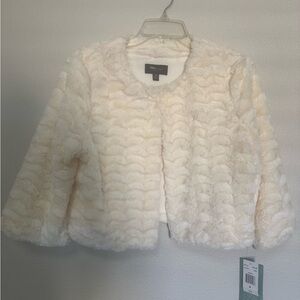 Ronni Nicole Cream Faux Fur Open-Front Jacket